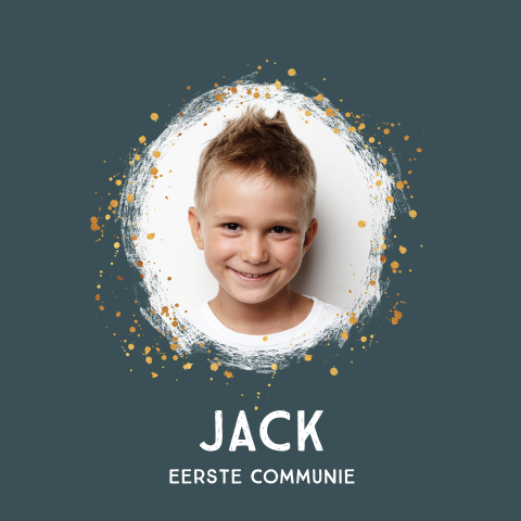 Uitnodiging Communie blauw met foto