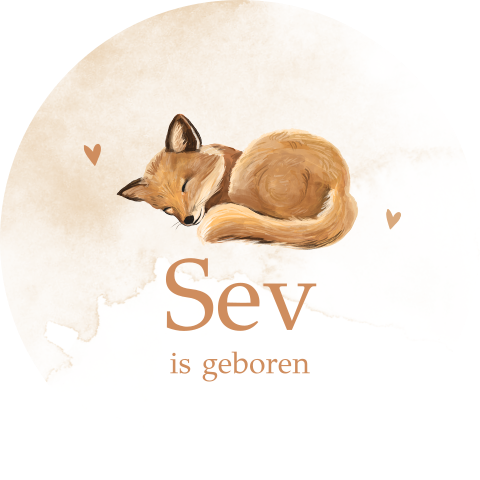 Raamsticker rond met watercolour en lief vosje