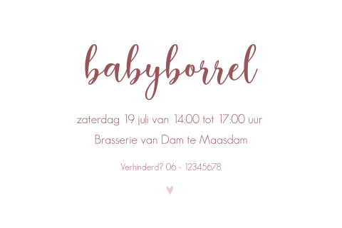 Uitnodiging voor een babyborrel clean
