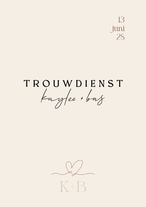 Liturgieboekje trouwdienst stijlvol beige