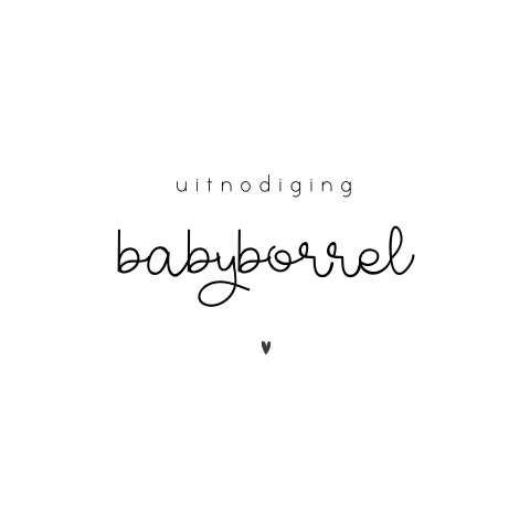 Klein kaartje uitnodiging babyborrel met lief hartje