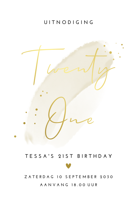 Twenty one dinner uitnodiging met goudfolie