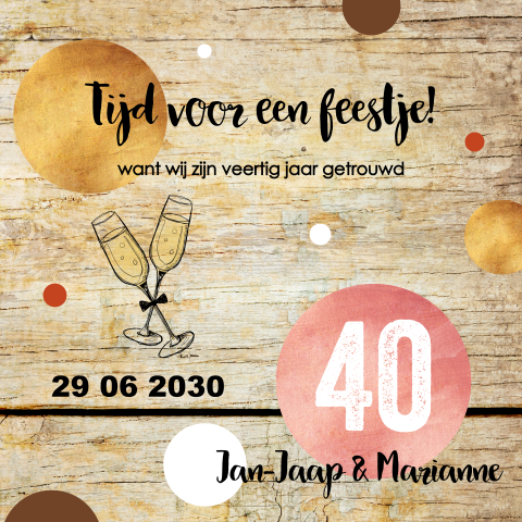 Originele kaart 40 jarig huwelijksjubileum