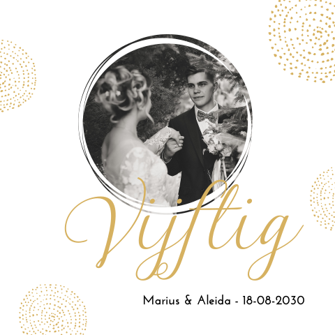 Gouden bruiloft uitnodiging met foto