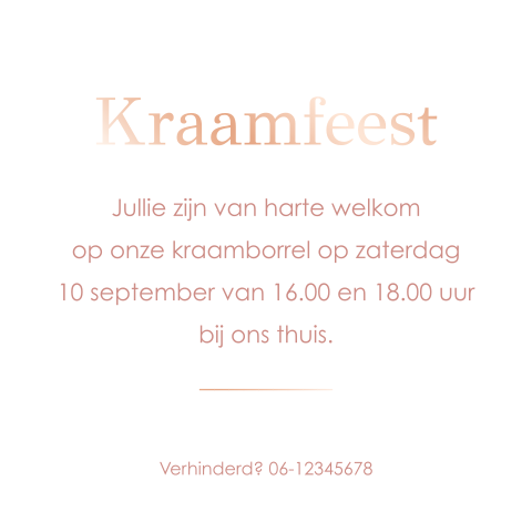 Lief kraamfeestkaartje met roséfolie