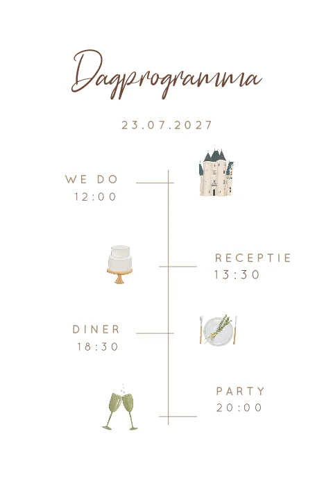 Dagprogramma kaart met illustraties