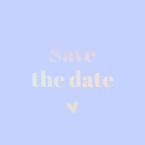 Pastel Save the Date uitnodiging met holografische folie
