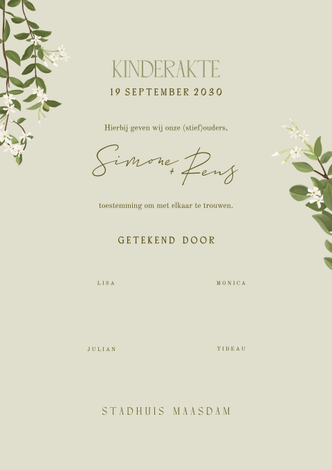 Stijlvolle kinderakte bruiloft met Toscaanse jasmijn