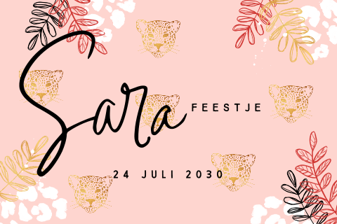 Uitnodiging verjaardag meisje met panter