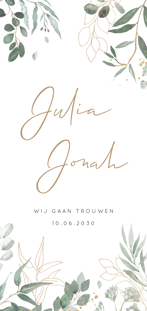 Botanische trouwkaart met watercolour
