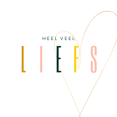 Wenskaartje 'heel veel liefs' met vrolijke kleuren en hart