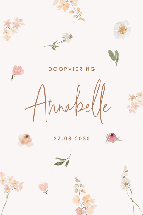 Doopkaartje meisje met lentebloemen