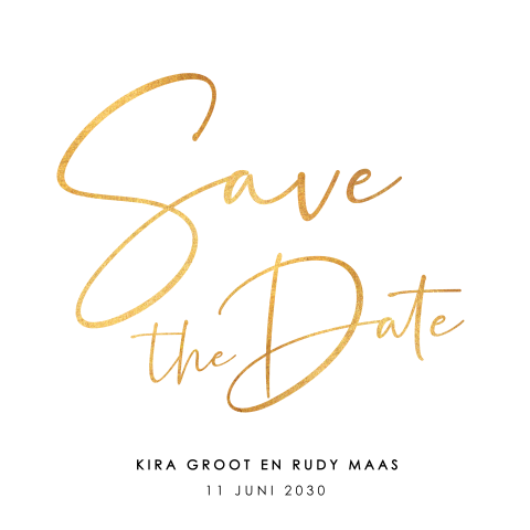Save the date met goudlook calligraphy