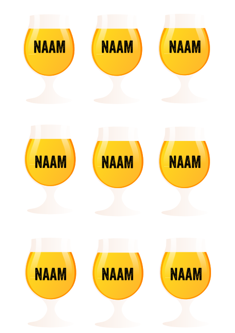 Naamkaartje in de vorm van een bierglas