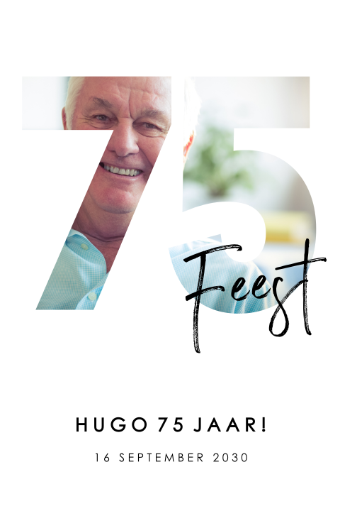 Uitnodiging man 75 jaar met foto