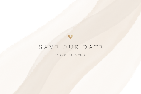 Save the date kaart bruiloft met water color in beige