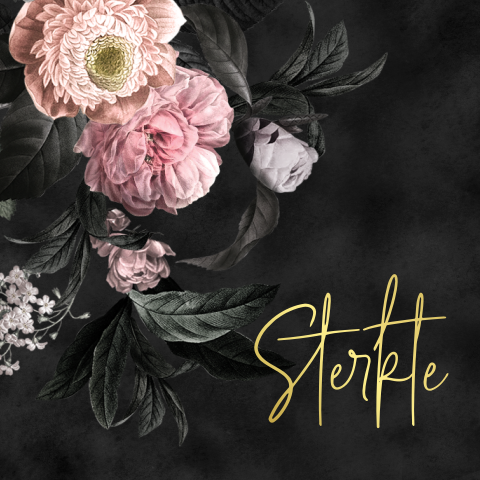 wenskaart sterkte met bloemen en goudfolie