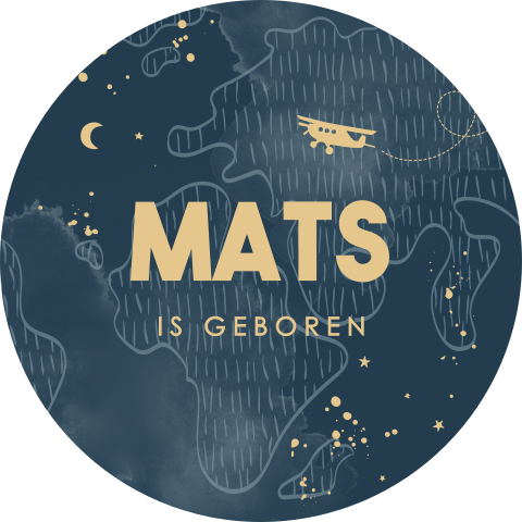 Stoere geboorte raamsticker wereld 60 cm