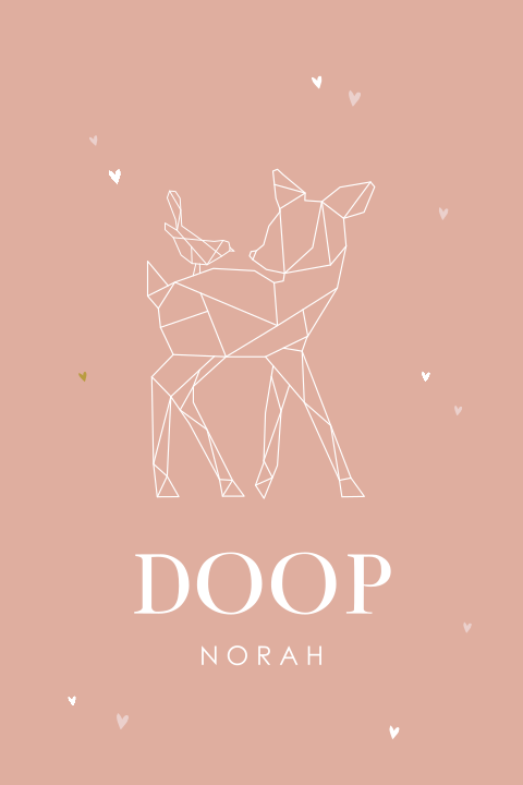 Doopkaartje meisje met geometrisch hertje
