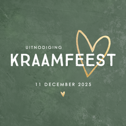 Stijlvol kraamfeestkaartje met gouden hart