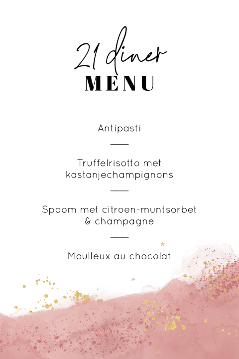 Originele menukaart twenty one dinner