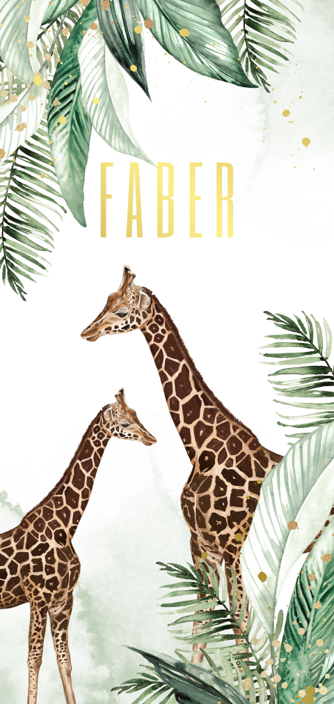 Geboortekaartje jungle met giraffen