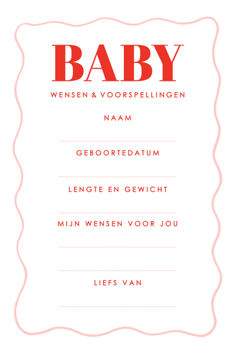 Babyshower invulkaartje trendy rood met ruiten