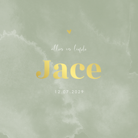 Geboortekaartje jongen met goudfolie en watercolor