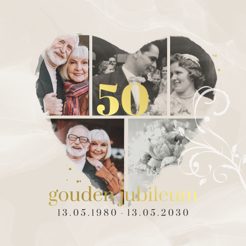 50 jaar getrouwd uitnodiging hart met foto's