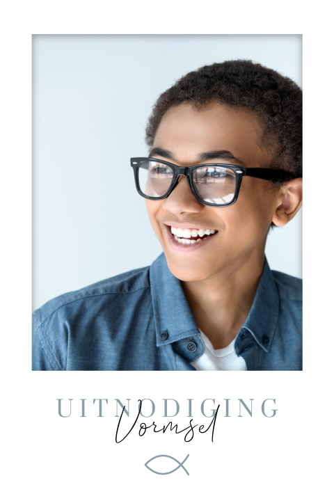 Vormsel uitnodiging minimalistisch met foto