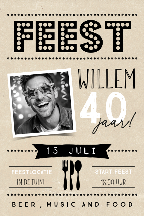 Stoere kaart verjaardag man typografisch