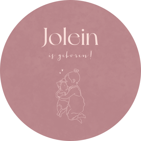 Raamsticker roze met lijntekening van baby zusje