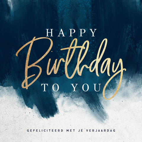 Hippe verjaardagskaart voor man met blauwe watercolour