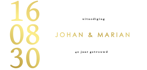 Uitnodiging goudfolie 40 jaar getrouwd clean