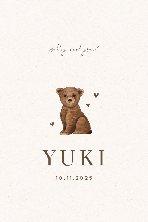 Schattig geboortekaartje met beertje herfst