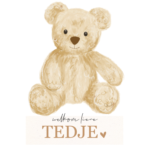 Raamsticker geboorte in unieke vorm met teddybeer