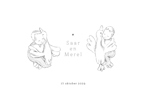 Tweeling geboortekaartje illustraties