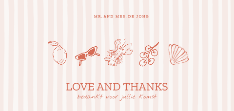 Bedankkaart voor bruiloft in Italiaanse stijl met illustraties