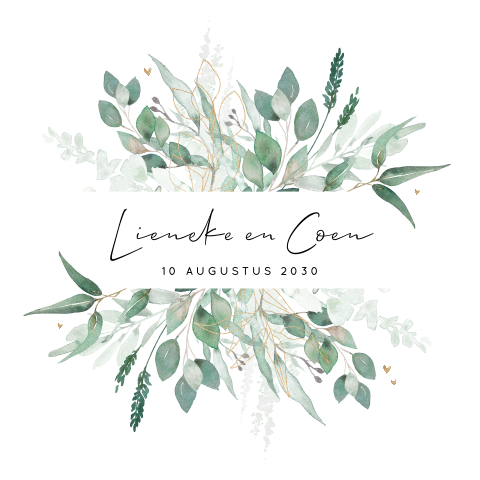 Trouwkaart in botanische stijl