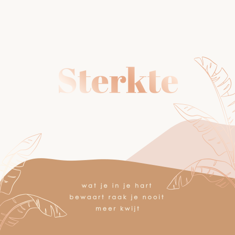 Condoleancekaart bergen met bladeren in roséfolie