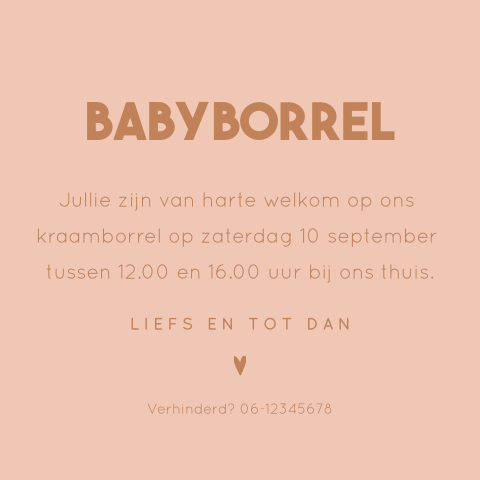 Stijlvol klein kraamborrelkaartje