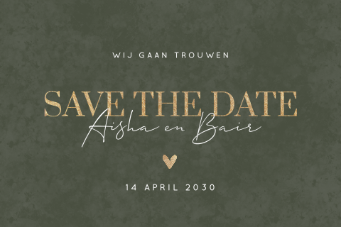 Save the date typografische in groene tinten