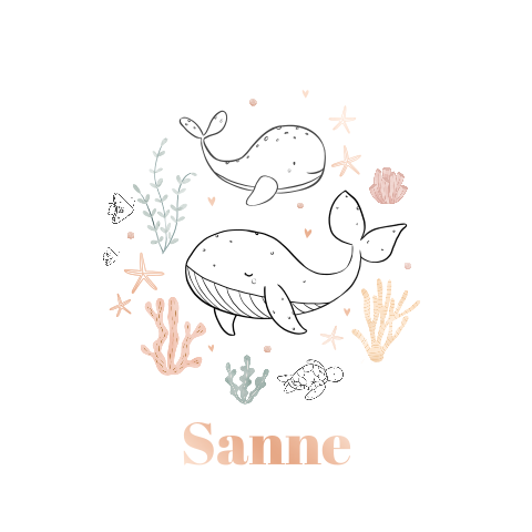 Geboortekaartje meisje met walvisjes en roségoudfolie