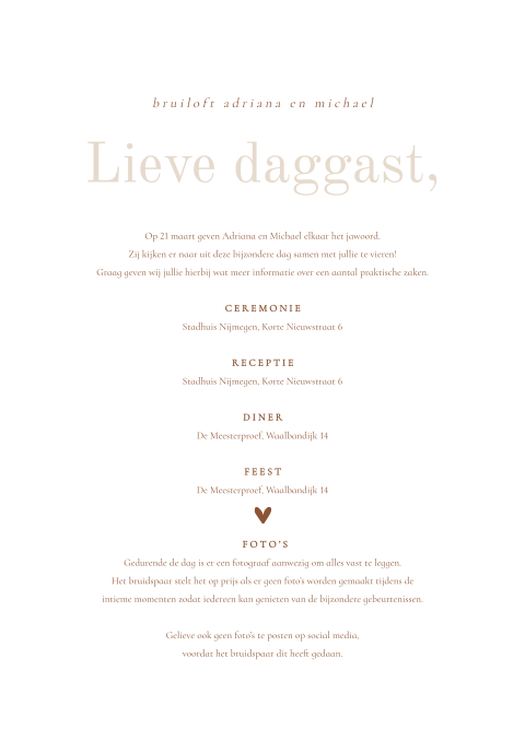 Ceremoniemeesterbrief klassiek beige