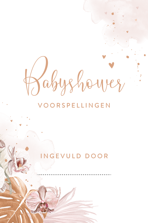 Babyshower invulkaartje oudroze met bloemen en watercolor