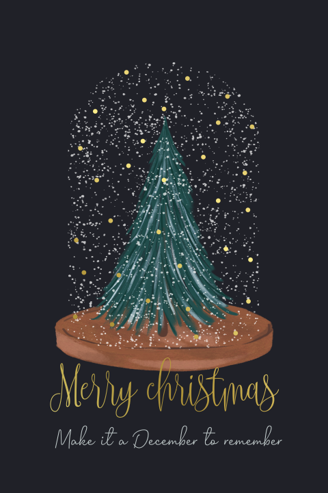 Stijlvolle kerstkaart met goudfolie en kerstboom