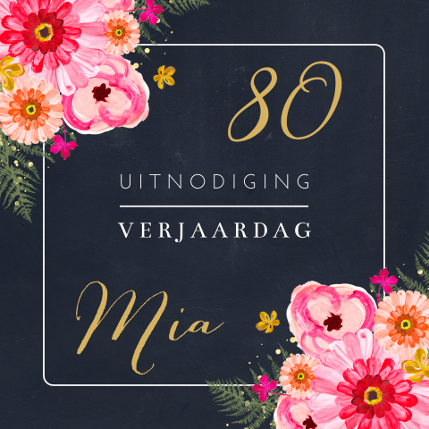 Stijlvol en hip design uitnodiging 80 jaar