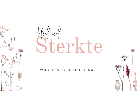Stijlvolle condoleancekaart met bloemen op wit