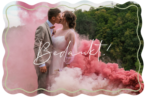 Bedankkaart bruiloft met foto in originele vorm