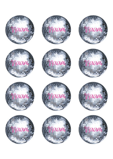 Naamkaartjes 21 diner roze discobal